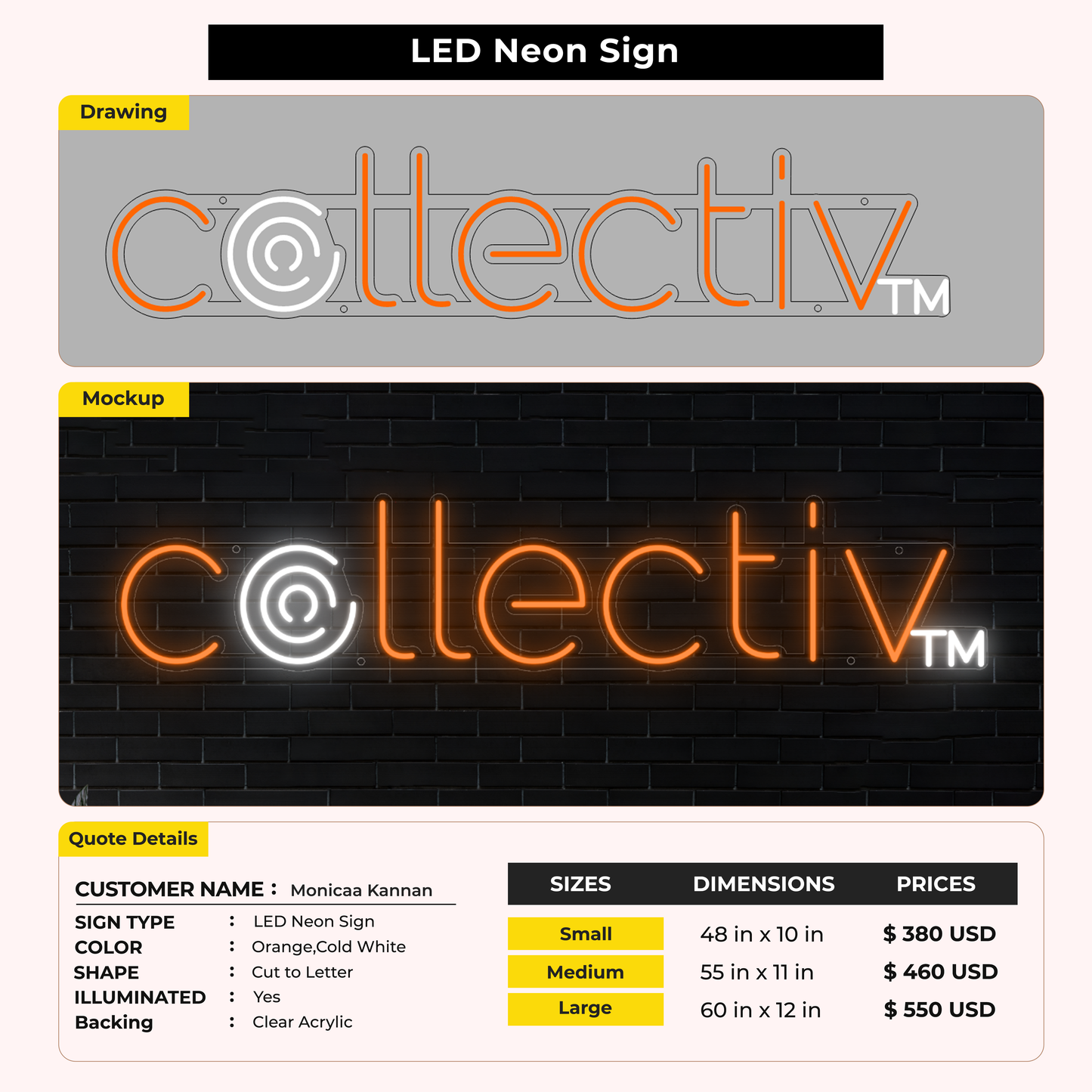 LED Neon Signs For Monicaa Kannan