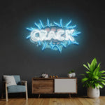 Crack UV Art LED Neon Sign in white and blue colour by manhattanneons.com