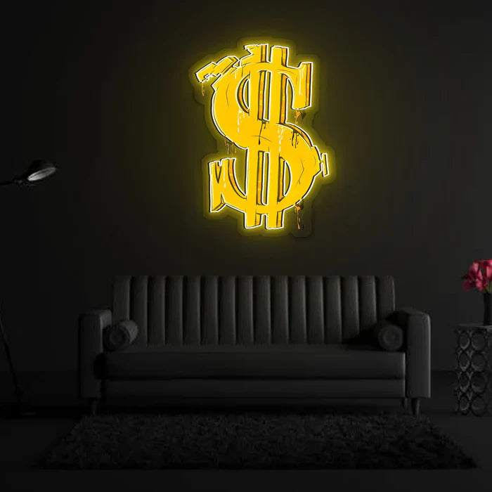 Dollar Sign Graffiti UV Art LED Neon Sign