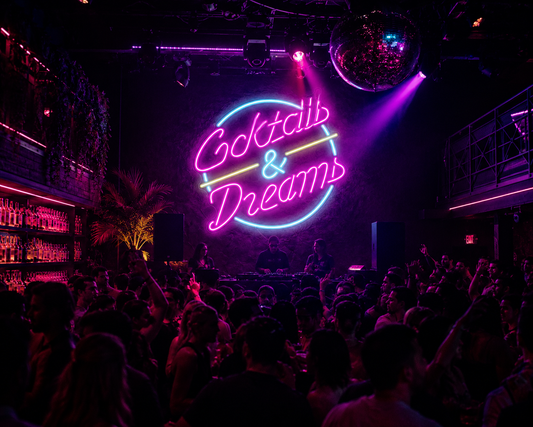 Cocktails & Dreams Neon Sign Vibrant Bar Decor
