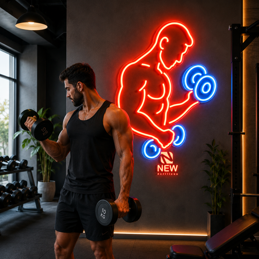 Gym Motivation LED Neon Sign Fitness Dumbbell Wall Decor