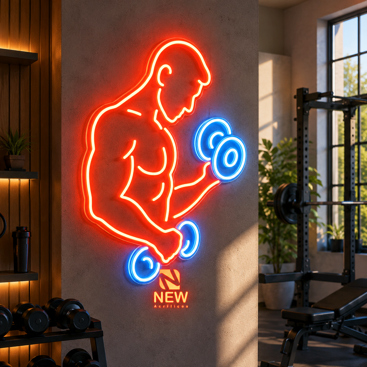 Gym Motivation LED Neon Sign Fitness Dumbbell Wall Decor