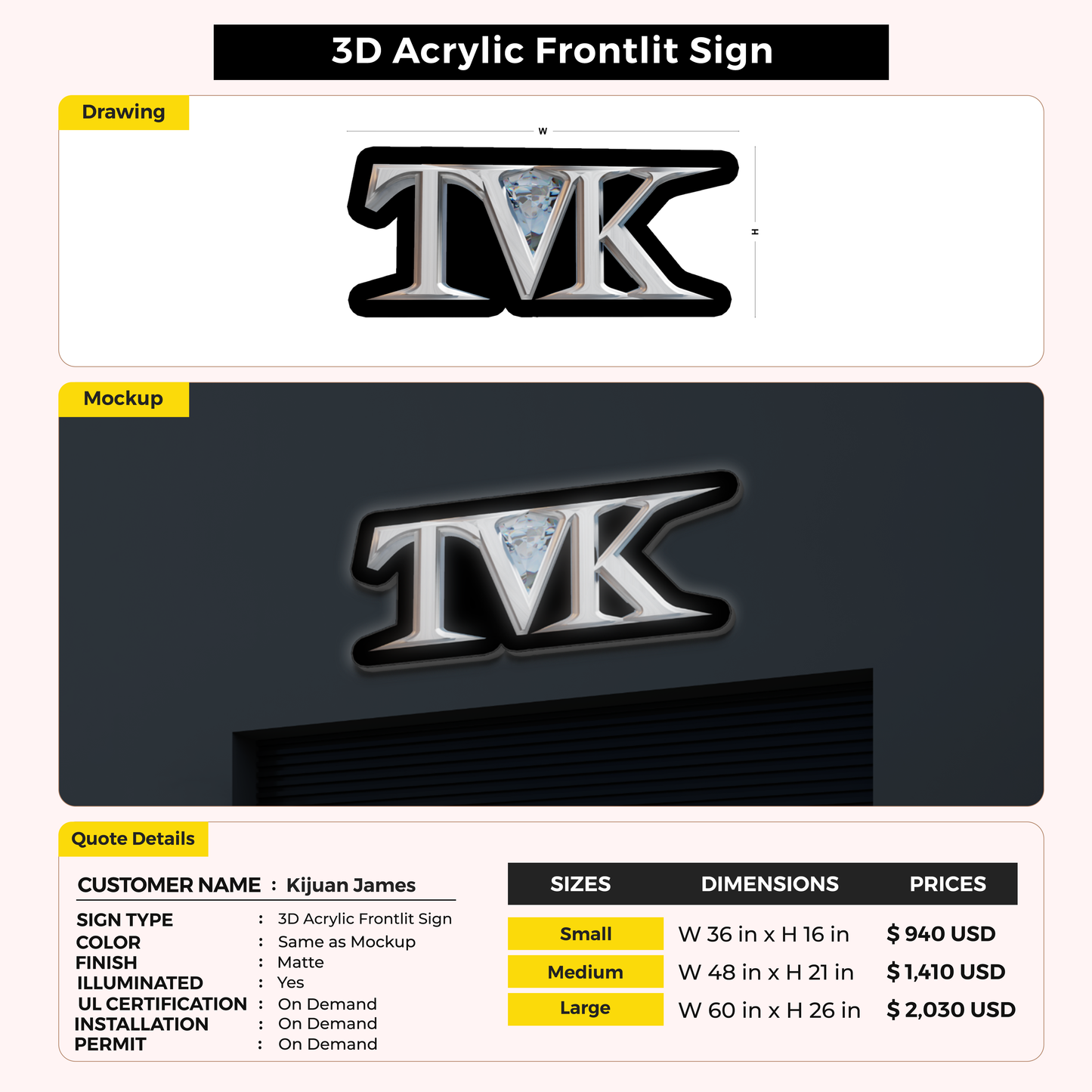 Business signage for Kijuan James