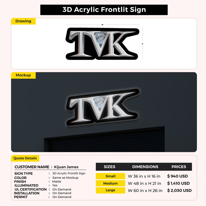 Business signage for Kijuan James