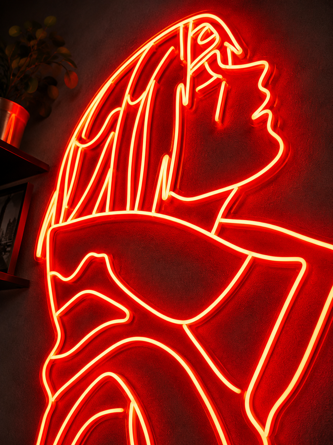 Red Anime Girl Profile LED Neon Sign