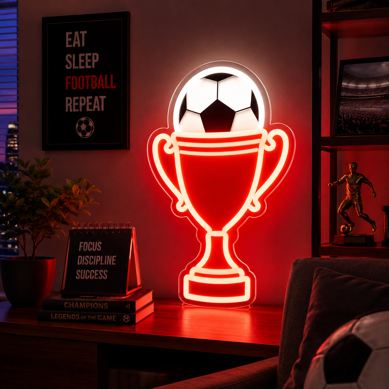 FIFA Family Neon Sign  "Champion’s Trophy" Home Décor Wall Art