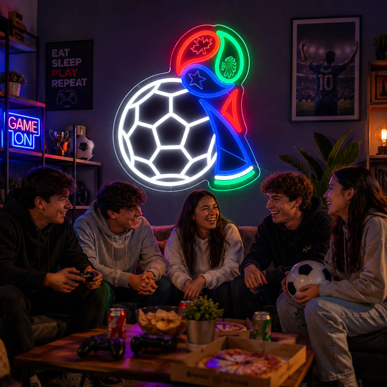 FIFA World Cup Neon Sign  “2026 Football Mania” Wall Décor