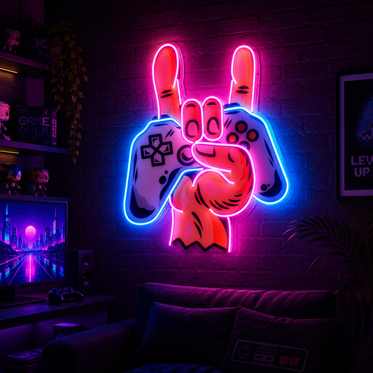 Neon Cowboy Duel Wall Sign