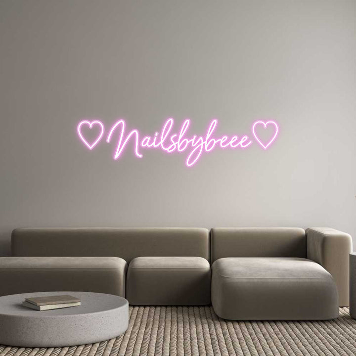 Customized Neon Sign: ♡Nailsbybeee♡