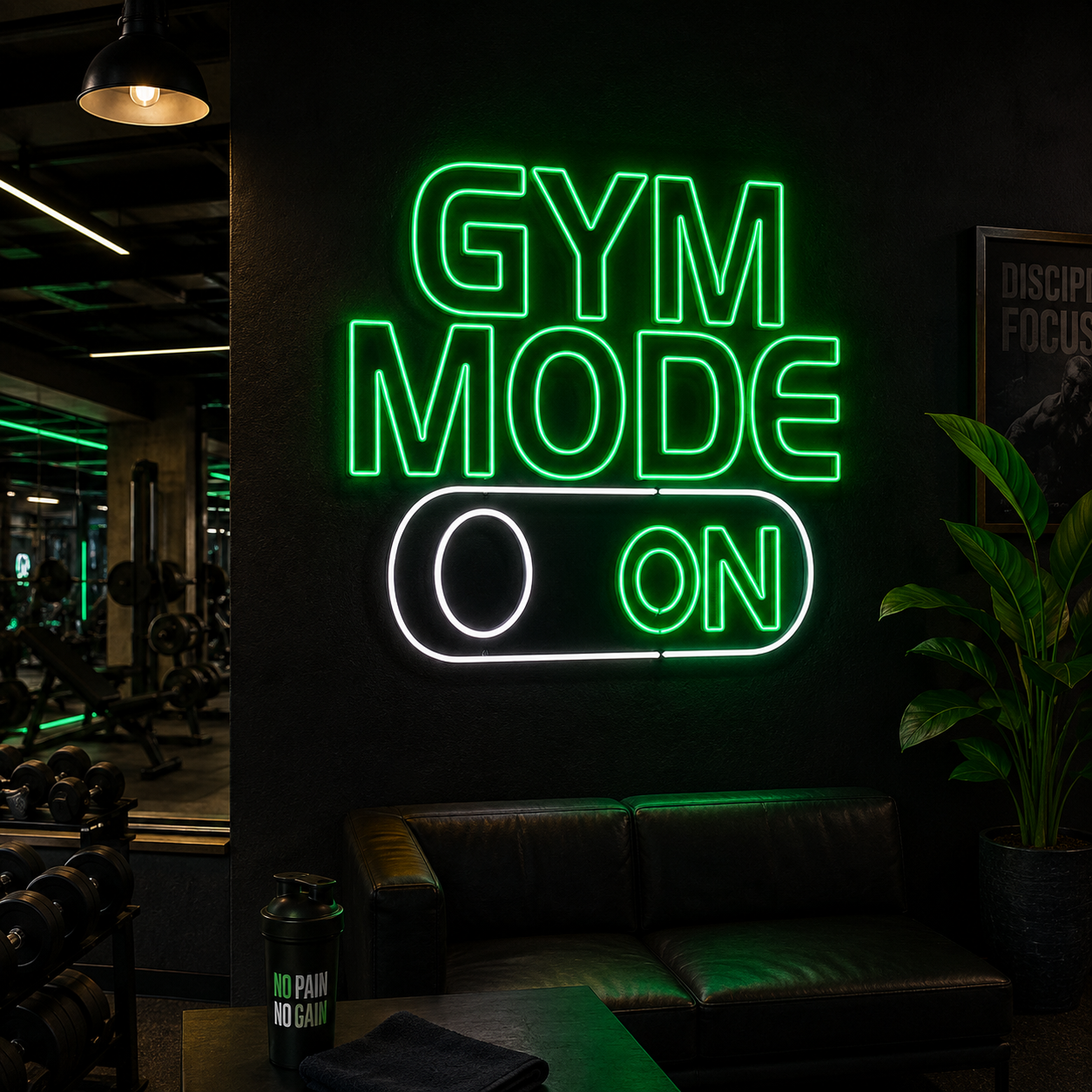 Gym Mode On LED Neon Sign Motivational Fitness Wall Decor