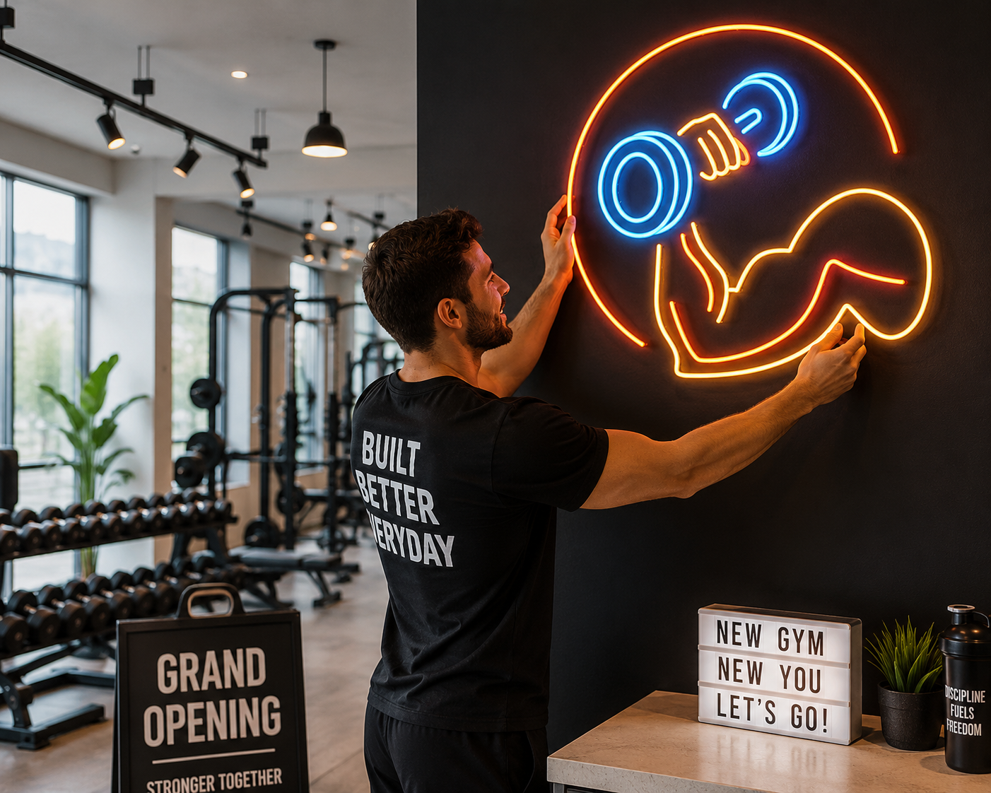 Neon Muscle Flex Gym Sign