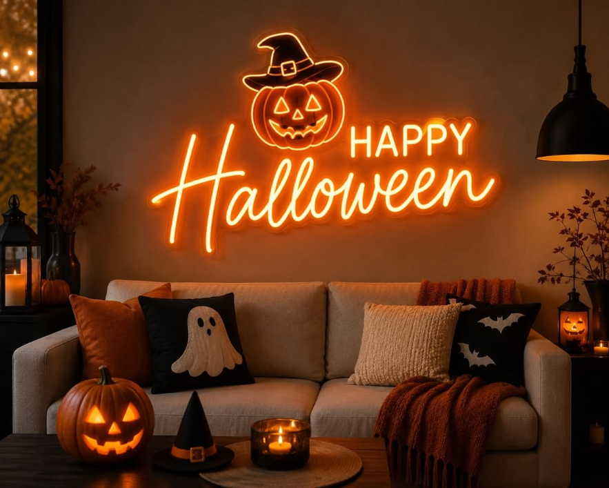 Happy Halloween Pumpkin LED Neon Halloween Wall Décor Neon.shop
