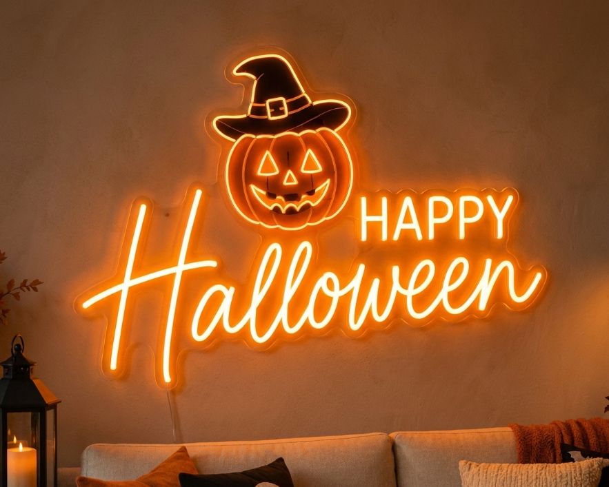 Happy Halloween Pumpkin LED Neon Halloween Wall Décor Neon.shop