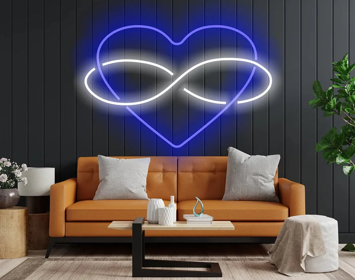 Heart Sign with Infinity Symbol for Lovers Valentine's Day Neon Sign by manhattanneons.com – A timeless neon symbol of eternal love.