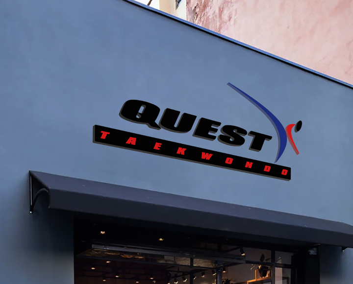 3D metal non-lit sign of Quest