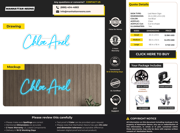 Led Neon Sign for Chloe Anel