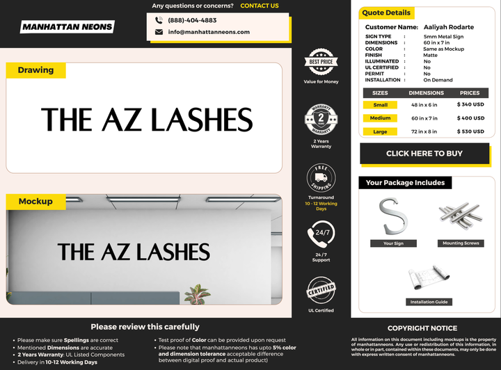 5mm metal sign for Aaliyah Rodarte