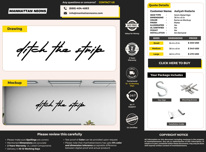 5mm metal sign for Aaliyah Rodarte