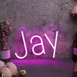Jay Name LED Neon Sign in customizable LED tubing, personalized wall-mounted name light décor by Neon.Shop for bedrooms, events, and gifts.