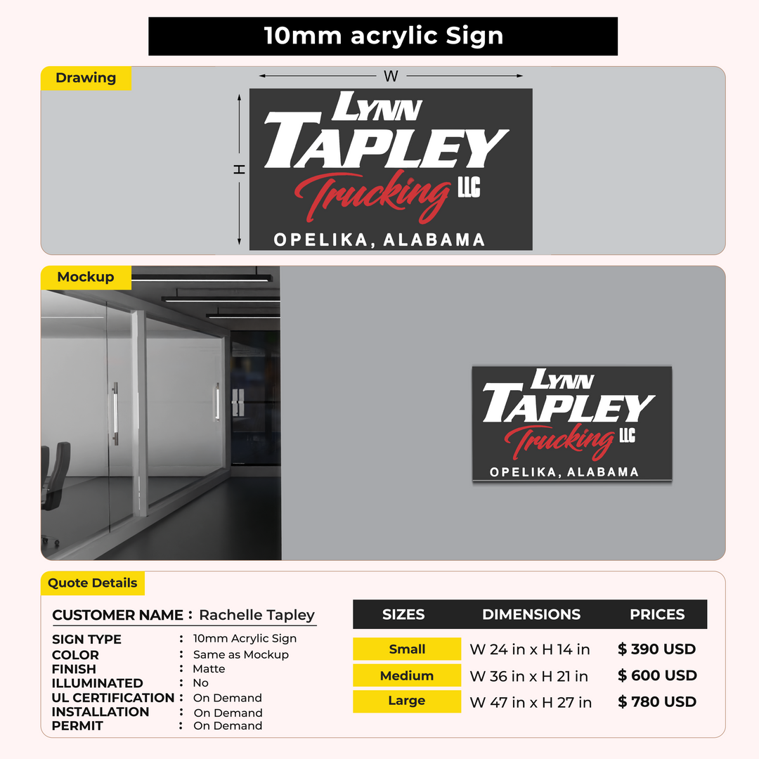 Custom Signs for Rachelle Tapley