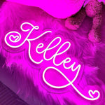 KELLEY LED Neon Name Sign by Neon.Shop adding warm LED glow to bedrooms, studios, and living spaces.