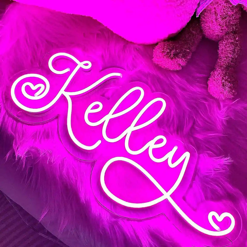 KELLEY LED Neon Name Sign by Neon.Shop adding warm LED glow to bedrooms, studios, and living spaces.
