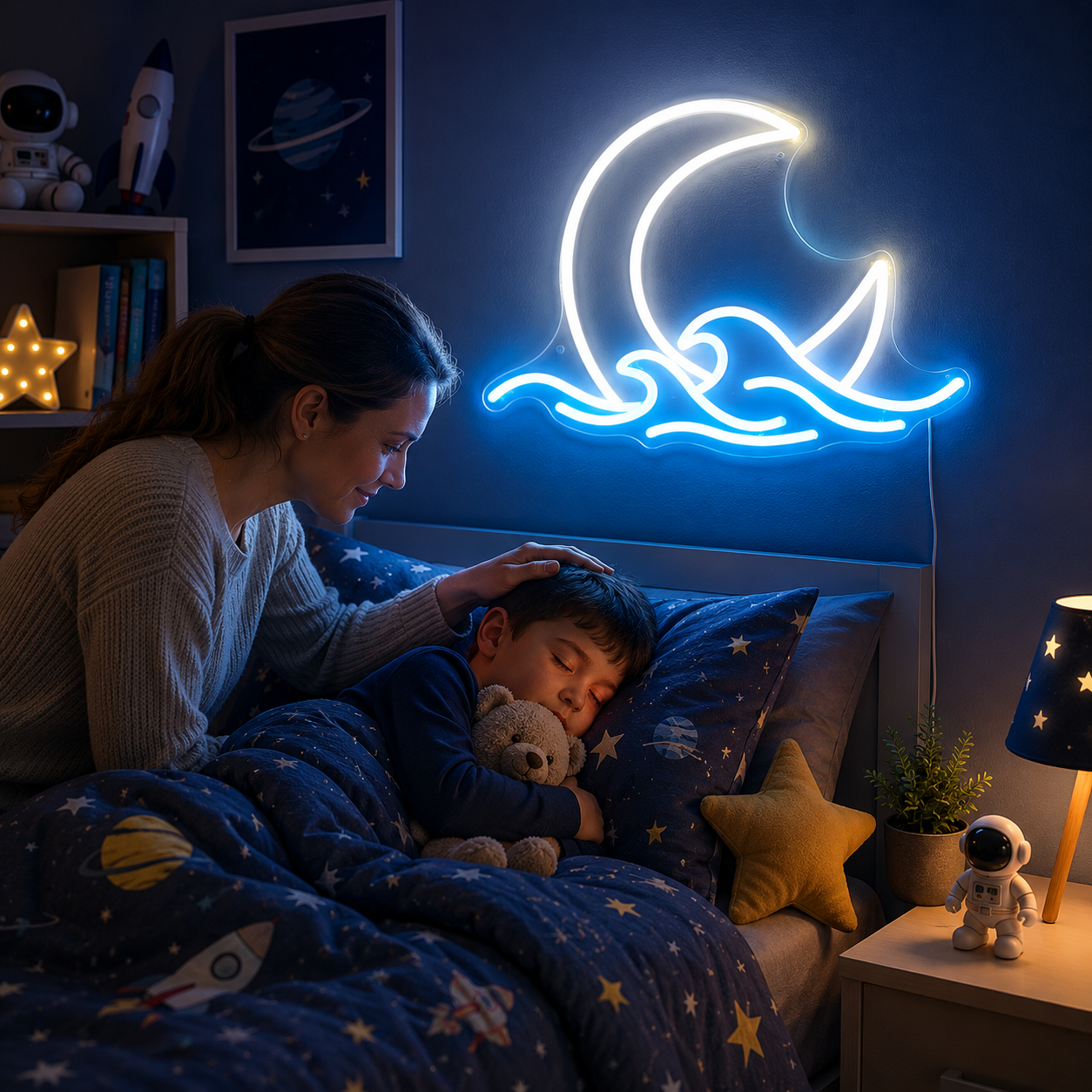 Cozy Mother & Child Bedroom Neon Sign