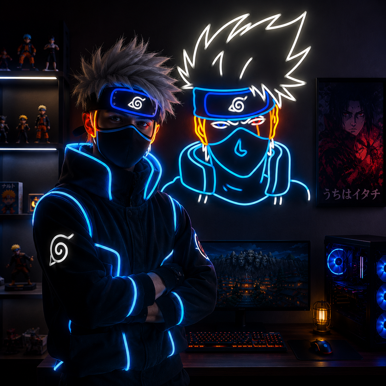 Kakashi Neon Sign Anime LED Wall Art for Gaming & Bedroom