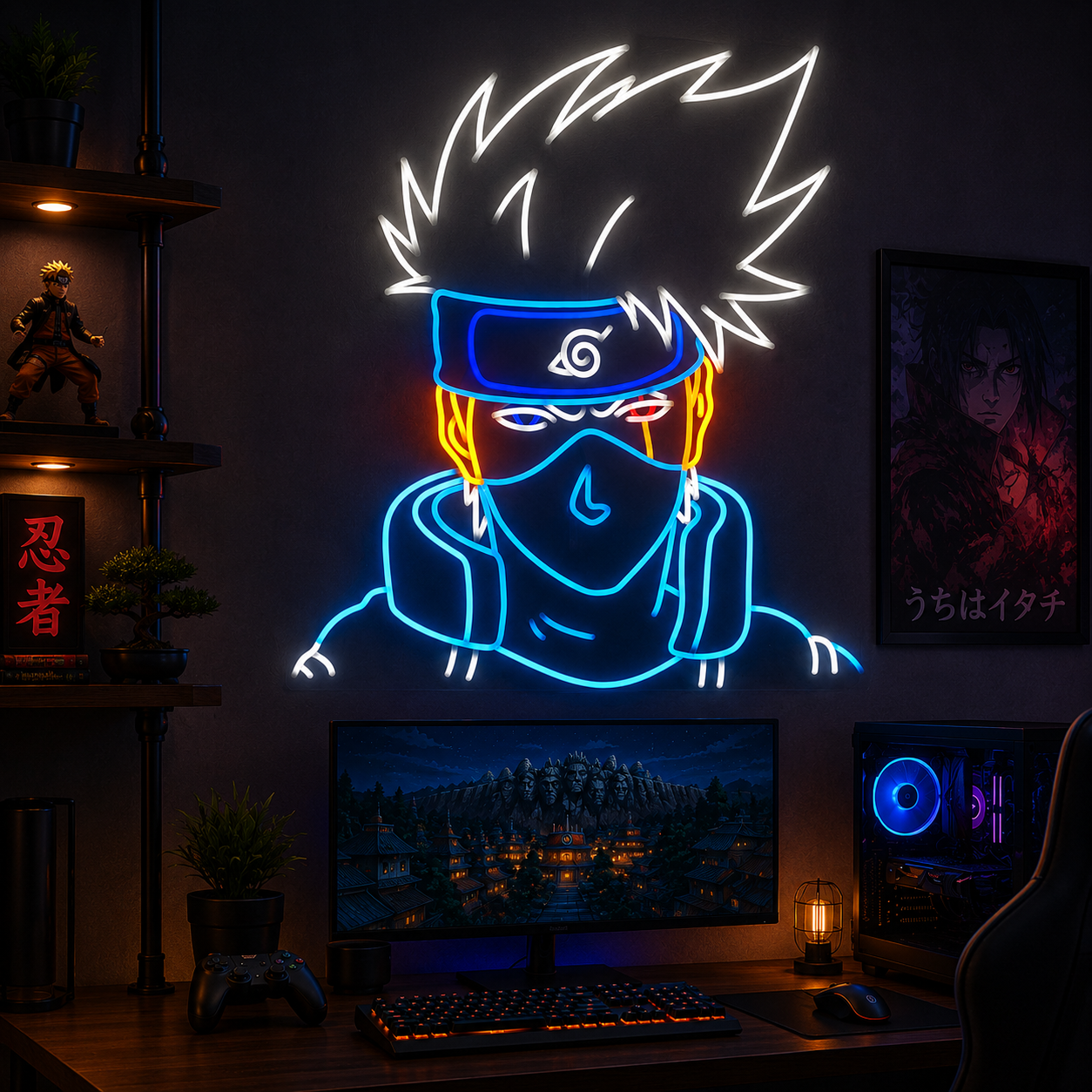 Kakashi Neon Sign Anime LED Wall Art for Gaming & Bedroom