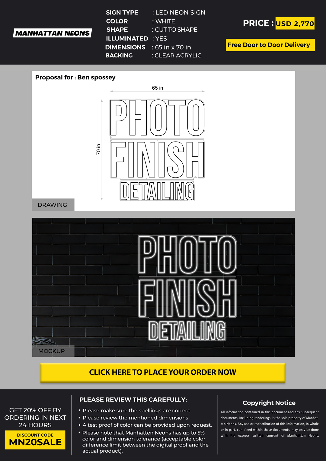 LED Neon Sign for Ben spossey