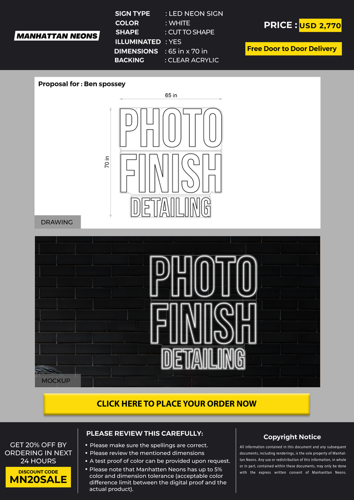 LED Neon Sign for Ben spossey