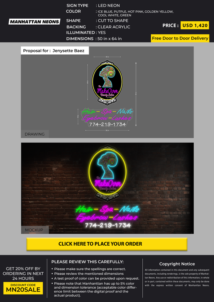 LED neon sign for Jenysette Baez