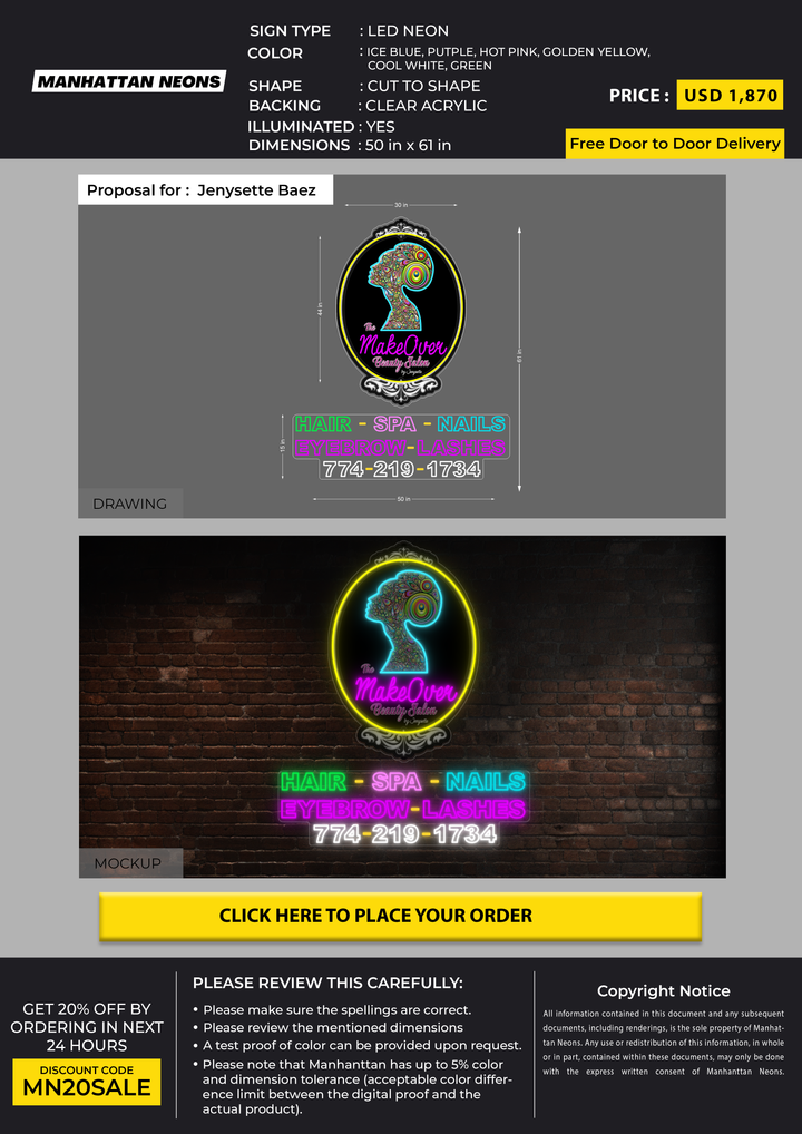 LED neon sign for Jenysette Baez