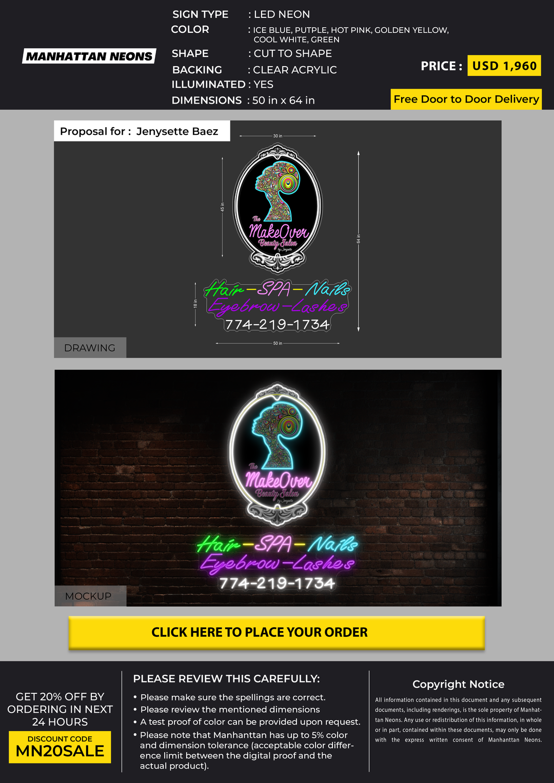 Led Neon Sign for Jenysette Baez