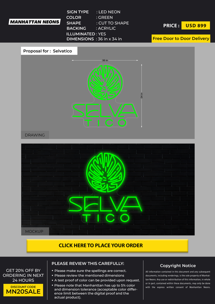 Led Neon Sign for Selvatico