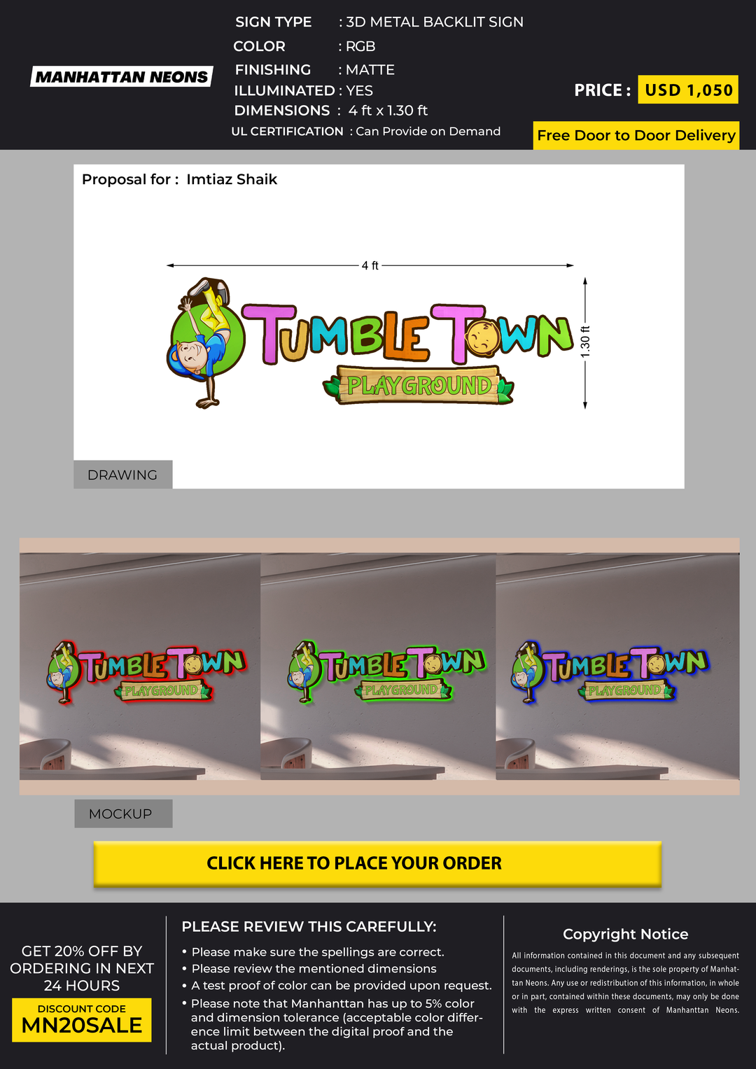 UV metal backlit with RGB backlit for Imtiaz Shaik