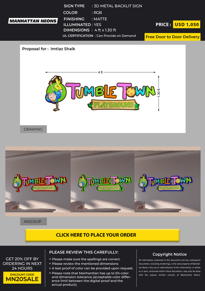 UV metal backlit with RGB backlit for Imtiaz Shaik