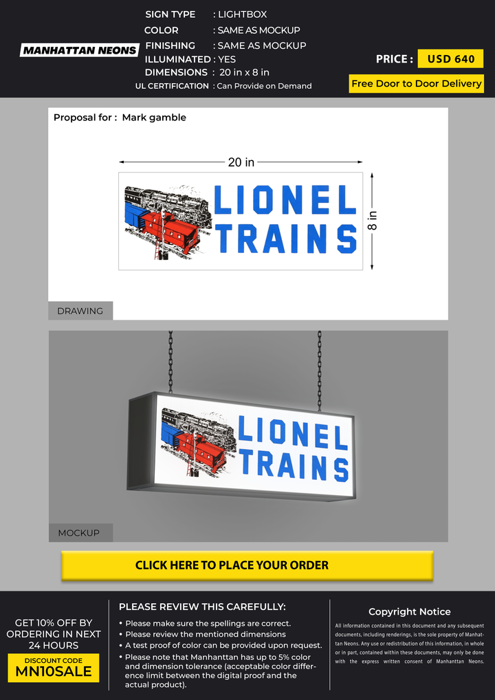 Lightbox with chains for Mark gamble