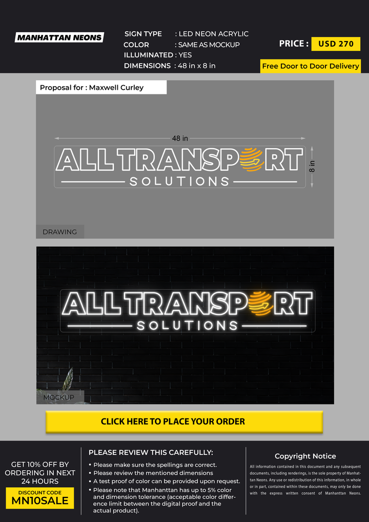 Led neon sign for Maxwell Curley