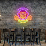 Monkey Logo Hotdog UV Art LED Neon Sign in purpl and yellow colour by manhattanneons.com