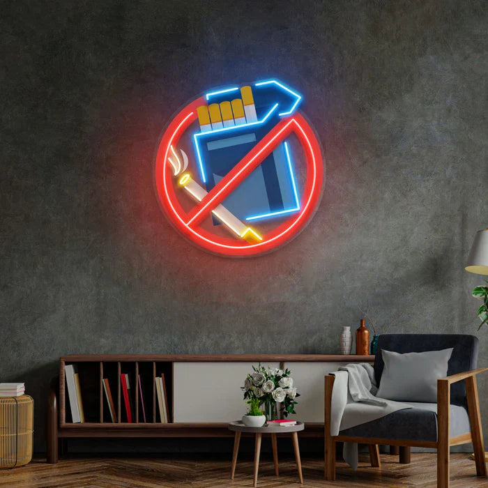No Smoke UV Art LED Neon Sign in red and blue colour by manhattanneons.com