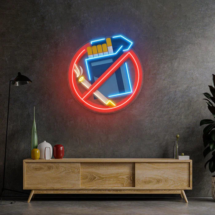 No Smoke UV Art LED Neon Sign in red and blue colour by manhattanneons.com