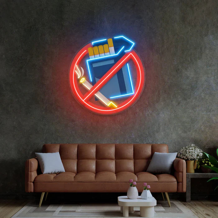 No Smoke UV Art LED Neon Sign with bright UV art glow, modern no-smoking wall décor by Neon.Shop