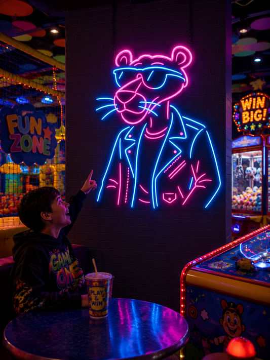 Pink & Blue Panther LED Sign Kids Joyland Wall Decor