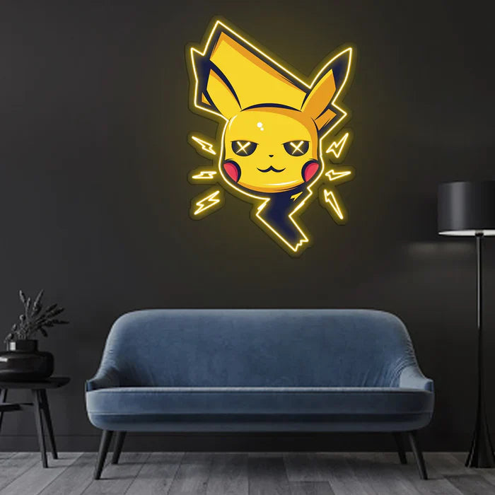 Pikachu NO25 UV Art LED Neon Sign in black and yellow colour by manhattanneons.com