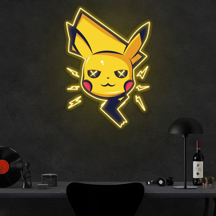 Pikachu NO25 UV Art LED Neon Sign in black and yellow colour by manhattanneons.com