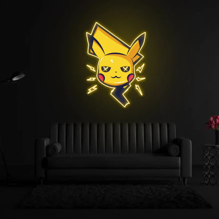 Pikachu NO25 UV Art LED Neon Sign in black and yellow colour by manhattanneons.com