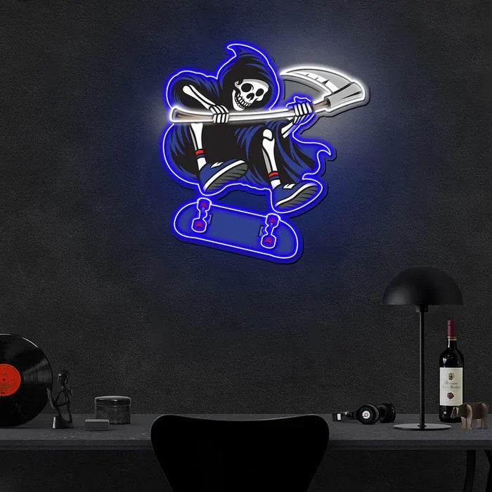 Reapers UV Art LED Neon Sign with striking UV art glow, edgy LED wall décor by Neon.Shop