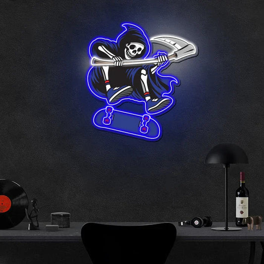 Reapers UV Art LED Neon Sign with striking UV art glow, edgy LED wall décor by Neon.Shop