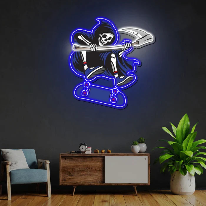 Reapers UV Art LED Neon Sign with striking UV art glow, edgy LED wall décor by Neon.Shop